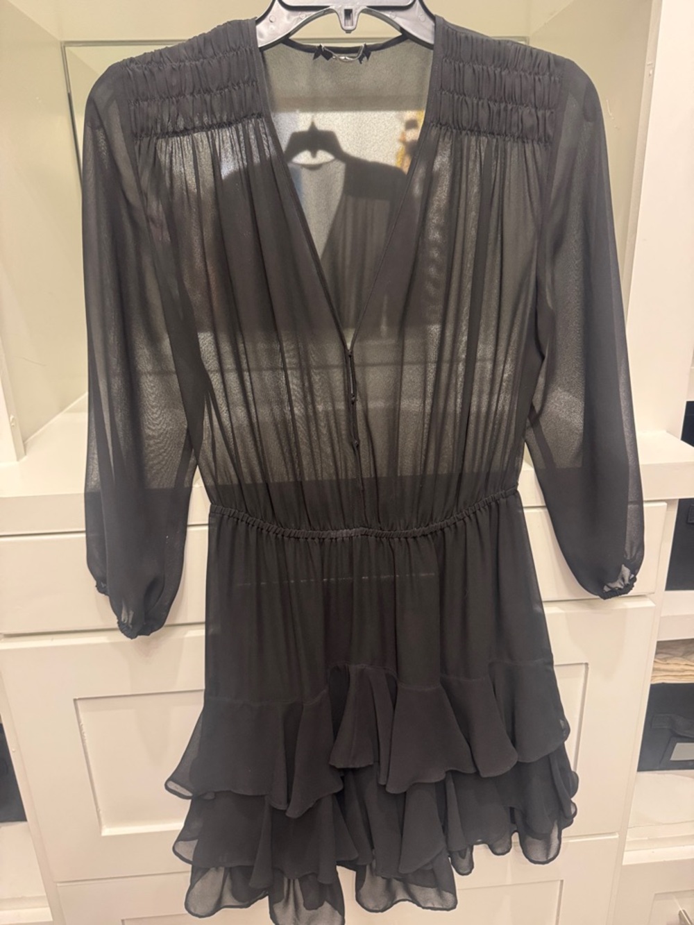 Bebe ruffle sheer swim cover up Dress super sexy Sz S/P
